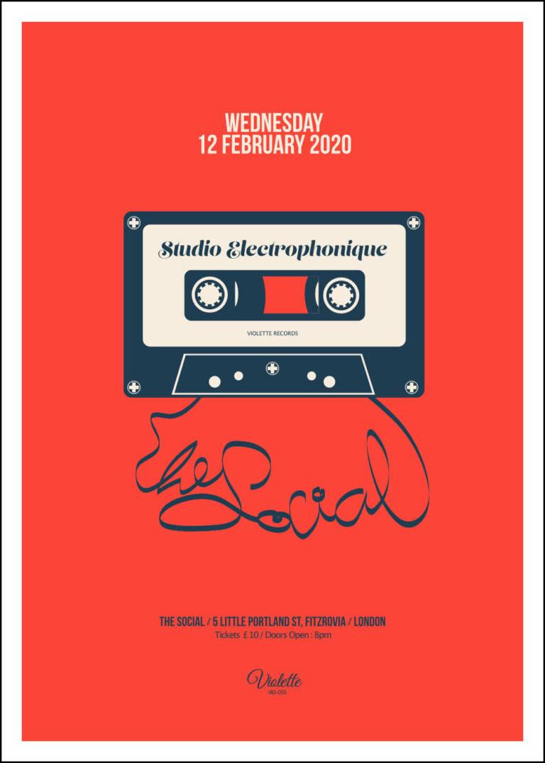 STUDIO ELECTROPHONIQUE - Live at The Social - Poster - Artwork by Pascal Blua - 2020